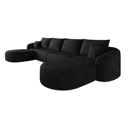 Sofá modular de canto em U, 336 cm - 4 lugares, com sistema de compressão, sem montagem, estilo moderno - Preto Sofá modular de canto em U, 336 cm - 4 lugares, com sistema de compressão, sem montagem, estilo moderno - Preto