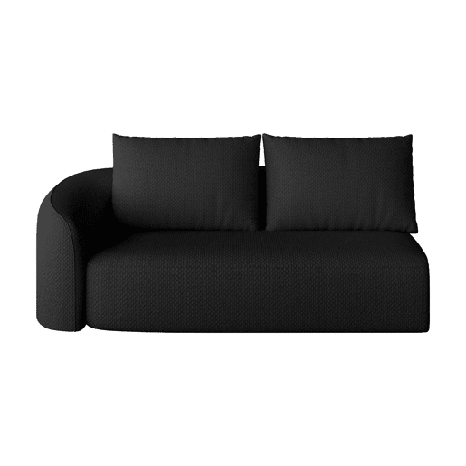Sofá modular 160 x 90 x 85 cm - 2 lugares, estofo em chenille, modelo de canto - Preto