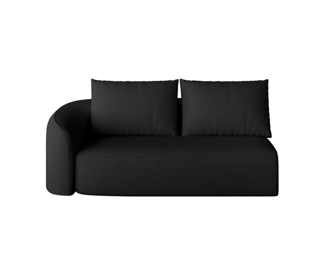 Sofá modular 160x90x85 cm - 2 plazas, tapizado chenilla, diseño esquinero - negro