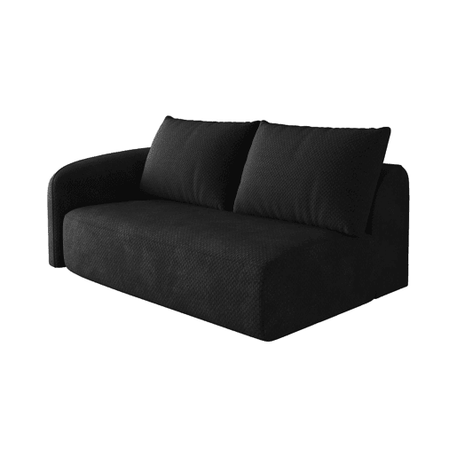 Sofá modular 160 x 90 x 85 cm - 2 lugares, estofo em chenille, modelo de canto - Preto