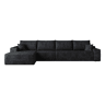 Sofá modular de canto de 340 cm - chaise longue em L, assento profundo, sem montagem, embalado compactamente - Preto