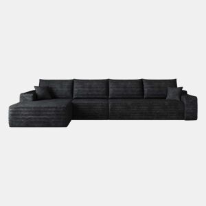 Sofá modular de canto de 340 cm - chaise longue em L, assento profundo, sem montagem, embalado compactamente - Preto