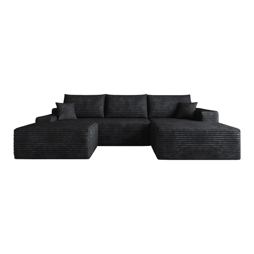 Sofá modular de canto de 270 cm - 3 lugares, chaise longue em L, assento profundo, sem montagem - Preto