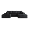 Sofá modular de canto de 270 cm - 3 lugares, chaise longue em L, assento profundo, sem montagem - Preto