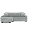 Sofá de canto em L 256,5 x 133,5 x 89 cm - sofá modular de 4 lugares com otomana oval, estofado em veludo clássico, inclui 2 almofadas, ideal para sala de estar, apartamento e escritório - Cinza