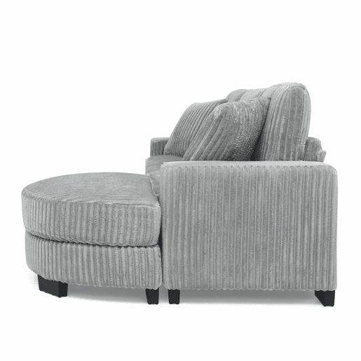 Sofá de canto em L 256,5 x 133,5 x 89 cm - sofá modular de 4 lugares com otomana oval, estofado em veludo clássico, inclui 2 almofadas, ideal para sala de estar, apartamento e escritório - Cinza Sofá de canto em L 256,5 x 133,5 x 89 cm - sofá modular de 4 lugares com otomana oval, estofado em veludo clássico, inclui 2 almofadas, ideal para sala de estar, apartamento e escritório - Cinza
