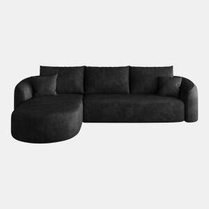 Sofá de canto modular de 266 cm - 3 lugares, espuma comprimida, sem montagem, design sem estrutura - Preto