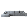 Sofá modular de canto de 340 cm - 4 lugares com chaise longue em L, assento profundo, sem montagem, sofá compacto moderno - Cinzento
