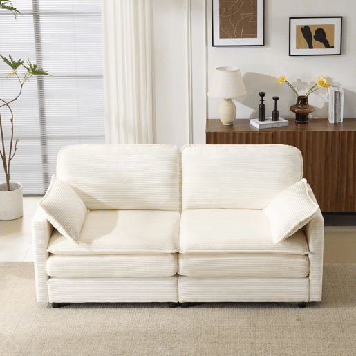 Sofá de 2 lugares - design minimalista, confortável e espaçoso, para a sala de estar ou o quarto - branco Sofá de 2 lugares - design minimalista, confortável e espaçoso, para a sala de estar ou o quarto - branco