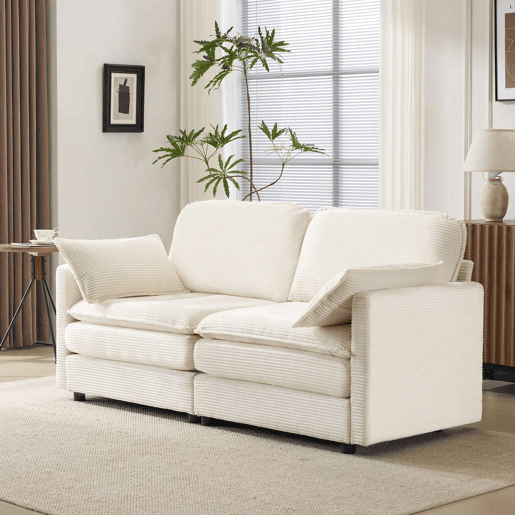 Sofá de 2 lugares - design minimalista, confortável e espaçoso, para a sala de estar ou o quarto - branco Sofá de 2 lugares - design minimalista, confortável e espaçoso, para a sala de estar ou o quarto - branco