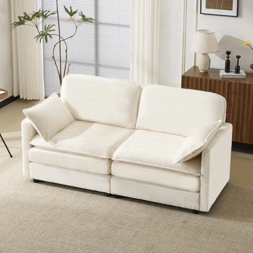 Sofá de 2 lugares - design minimalista, confortável e espaçoso, para a sala de estar ou o quarto - branco Sofá de 2 lugares - design minimalista, confortável e espaçoso, para a sala de estar ou o quarto - branco
