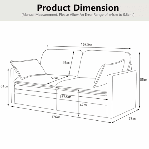 Sofá de 2 lugares - design minimalista, confortável e espaçoso, para a sala de estar ou o quarto - branco Sofá de 2 lugares - design minimalista, confortável e espaçoso, para a sala de estar ou o quarto - branco