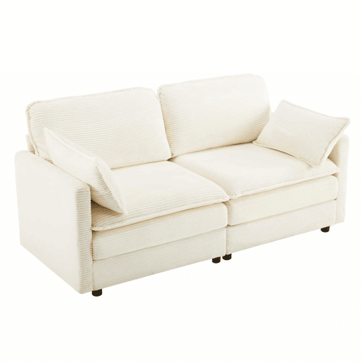 Sofá de 2 lugares - design minimalista, confortável e espaçoso, para a sala de estar ou o quarto - branco Sofá de 2 lugares - design minimalista, confortável e espaçoso, para a sala de estar ou o quarto - branco