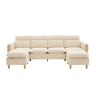 Sofá em U modular de 4 lugares u2014 com duas otomanas com espaço de arrumação, design modular com pés de madeira, tecido de chenille confortável u2014 bege