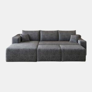 Sofá de canto L 241 cm - design moderno e minimalista, assento profundo, 3 lugares, sem montagem - cinzento escuro