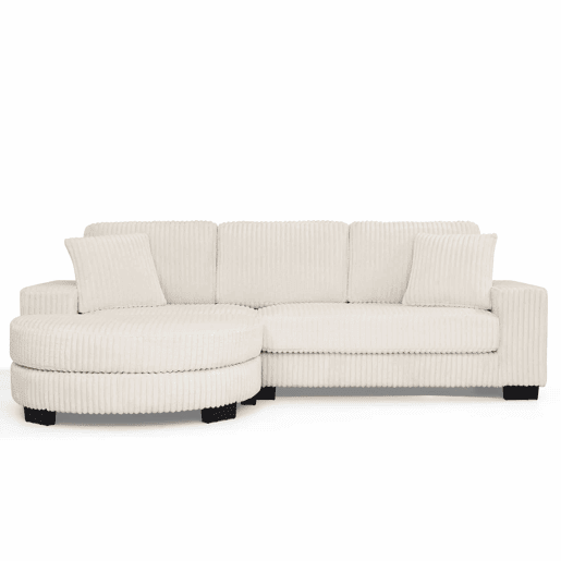 Sofá de canto modular em L 256,5 x 133,5 x 89 cm - Sofá de 4 lugares em veludo clássico com otomana oval e 2 almofadas, ideal para sala de estar, apartamento e escritório - Bege Sofá de canto modular em L 256,5 x 133,5 x 89 cm - Sofá de 4 lugares em veludo clássico com otomana oval e 2 almofadas, ideal para sala de estar, apartamento e escritório - Bege
