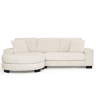 Sofá de canto modular em L 256,5 x 133,5 x 89 cm - Sofá de 4 lugares em veludo clássico com otomana oval e 2 almofadas, ideal para sala de estar, apartamento e escritório - Bege