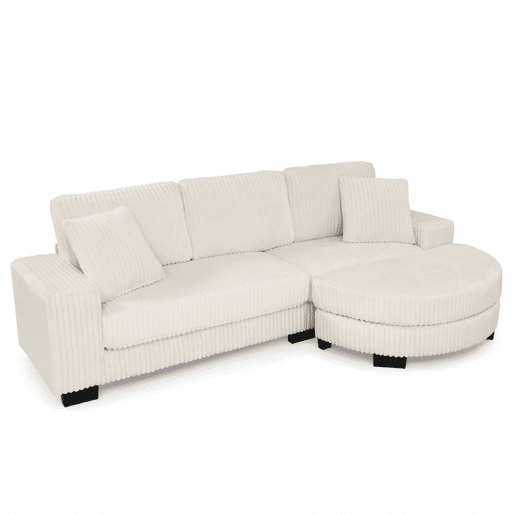Sofá de canto modular em L 256,5 x 133,5 x 89 cm - Sofá de 4 lugares em veludo clássico com otomana oval e 2 almofadas, ideal para sala de estar, apartamento e escritório - Bege Sofá de canto modular em L 256,5 x 133,5 x 89 cm - Sofá de 4 lugares em veludo clássico com otomana oval e 2 almofadas, ideal para sala de estar, apartamento e escritório - Bege