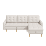 Sofá de canto 212 x 130 x 86 cm com arrumação - chaise longue reversível, sofá de canto de 3 lugares em tecido não tecido, para espaços pequenos, com baú - bege, 3 lugares