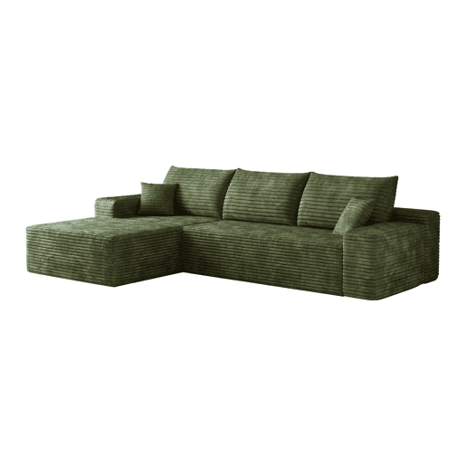 Sofá modular de canto de 270 cm - 3 lugares, chaise longue em L, assento profundo, sem montagem - Verde Sofá modular de canto de 270 cm - 3 lugares, chaise longue em L, assento profundo, sem montagem - Verde