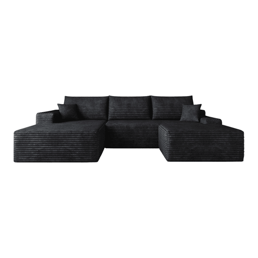 Sofá modular de canto de 270 cm - Chaise longue em L, assento profundo, sem montagem, 3 lugares - Preto Sofá modular de canto de 270 cm - Chaise longue em L, assento profundo, sem montagem, 3 lugares - Preto