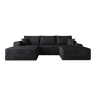 Sofá modular de canto de 270 cm - Chaise longue em L, assento profundo, sem montagem, 3 lugares - Preto