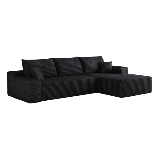 Sofá modular de canto de 270 cm - chaise longue em L, assento profundo, sem montagem, modular compactado - Preto Sofá modular de canto de 270 cm - chaise longue em L, assento profundo, sem montagem, modular compactado - Preto