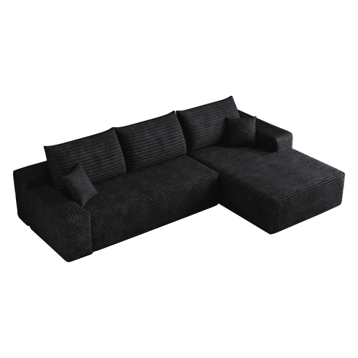 Sofá modular de canto de 270 cm - chaise longue em L, assento profundo, sem montagem, modular compactado - Preto Sofá modular de canto de 270 cm - chaise longue em L, assento profundo, sem montagem, modular compactado - Preto