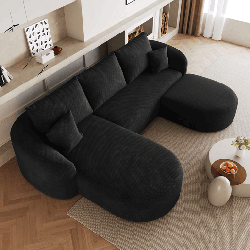 Sofá de canto modular em U, 266 cm u2013 estofo em espuma, sofá sem estrutura, não montado, 3 lugares u2013 Preto Sofá de canto modular em U, 266 cm u2013 estofo em espuma, sofá sem estrutura, não montado, 3 lugares u2013 Preto