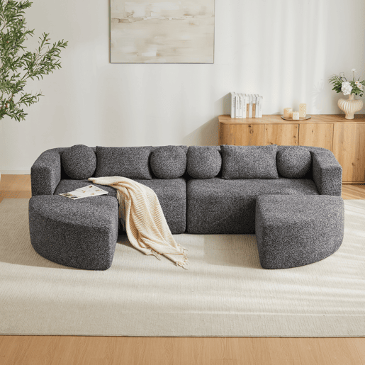 Sofá-Cama Panorâmico Modular Chenille FLARELOTH Sofá-Cama Panorâmico Modular Chenille FLARELOTH