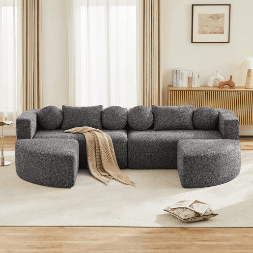 Sofá-Cama Panorâmico Modular Chenille FLARELOTH Sofá-Cama Panorâmico Modular Chenille FLARELOTH