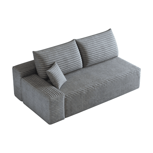 Sofá de 2 lugares, 175 x 95 cm u2013 estofado em veludo cotelê, modular e confortável u2013 Cinzento Sofá de 2 lugares, 175 x 95 cm u2013 estofado em veludo cotelê, modular e confortável u2013 Cinzento