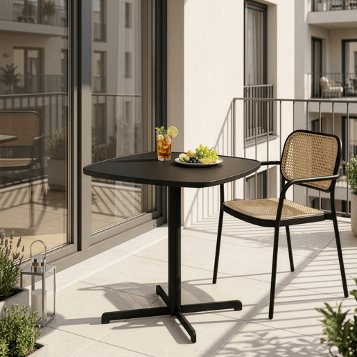 Mesa de bistrô para exterior Foggia quadrada aço 75x70x70 cm Cinzento antracite casa.pro Mesa de bistrô para exterior Foggia quadrada aço 75x70x70 cm Cinzento antracite casa.pro
