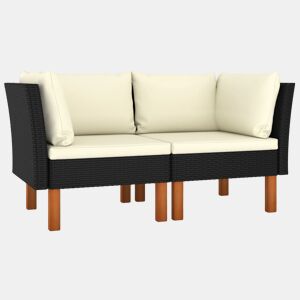 vidaXL Sofás de canto 2 pcs vime PE e madeira de eucalipto maciça