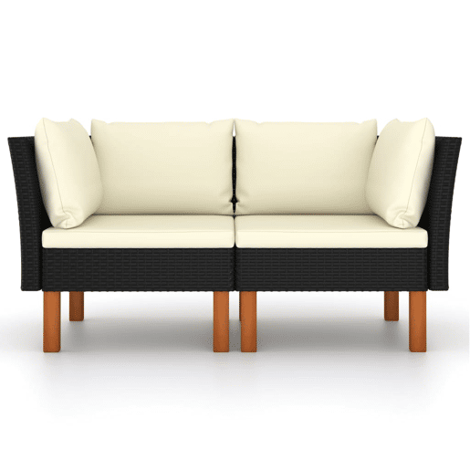 vidaXL Sofás de canto 2 pcs vime PE e madeira de eucalipto maciça vidaXL Sofás de canto 2 pcs vime PE e madeira de eucalipto maciça