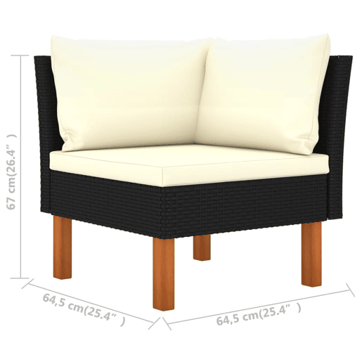 vidaXL Sofás de canto 2 pcs vime PE e madeira de eucalipto maciça vidaXL Sofás de canto 2 pcs vime PE e madeira de eucalipto maciça