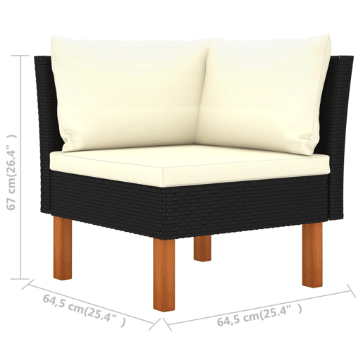 vidaXL Sofás de canto 2 pcs vime PE e madeira de eucalipto maciça vidaXL Sofás de canto 2 pcs vime PE e madeira de eucalipto maciça
