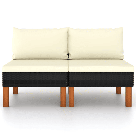 vidaXL Sofás de centro 2 pcs vime PE e madeira de eucalipto maciça vidaXL Sofás de centro 2 pcs vime PE e madeira de eucalipto maciça