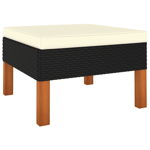 vidaXL 3 pcs conj. lounge jardim vime PE e madeira de eucalipto maciça