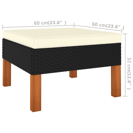 vidaXL 3 pcs conj. lounge jardim vime PE e madeira de eucalipto maciça