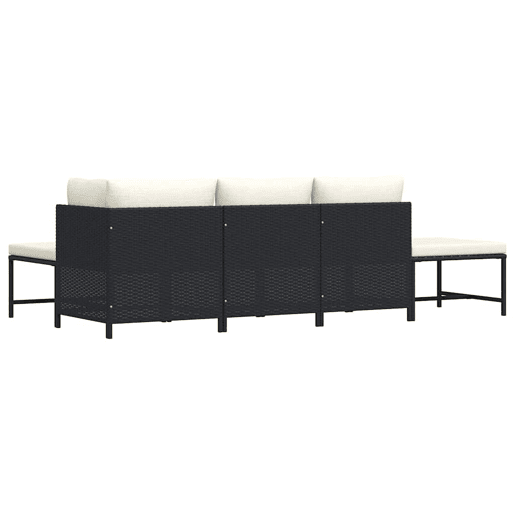 vidaXL 5 pcs conjunto sofás de jardim com almofadões vime PE preto