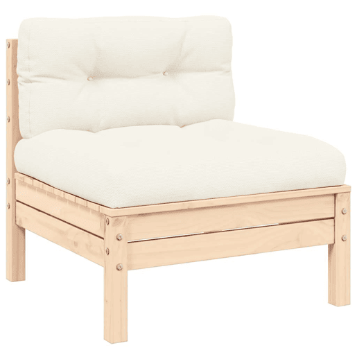vidaXL 3 pcs conjunto lounge jardim c almofadões creme pinho maciço vidaXL 3 pcs conjunto lounge jardim c almofadões creme pinho maciço