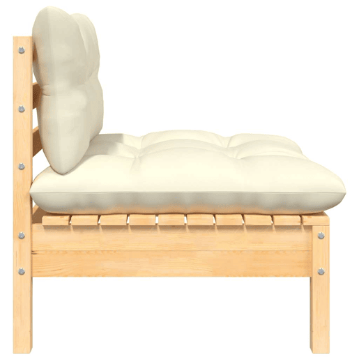 vidaXL 3 pcs conjunto lounge jardim c almofadões creme pinho maciço vidaXL 3 pcs conjunto lounge jardim c almofadões creme pinho maciço