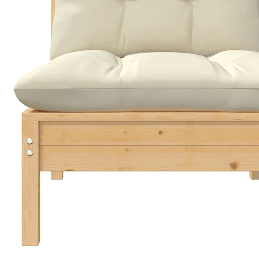 vidaXL 3 pcs conjunto lounge jardim c almofadões creme pinho maciço vidaXL 3 pcs conjunto lounge jardim c almofadões creme pinho maciço