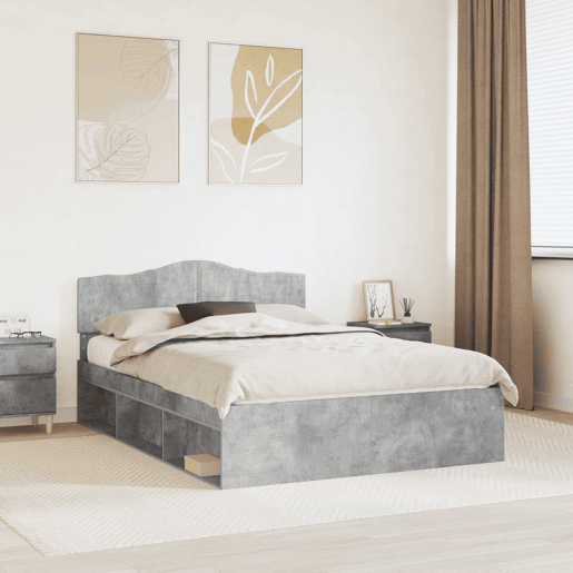 Estrutura de Cama de casal para adultos com cabeceira Concreto 160 x 200 cm Estrutura de Cama de casal para adultos com cabeceira Concreto 160 x 200 cm