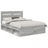 Estrutura da Cama de casal simple com cabeceira Cinza Sonoma 150 x 200 cm