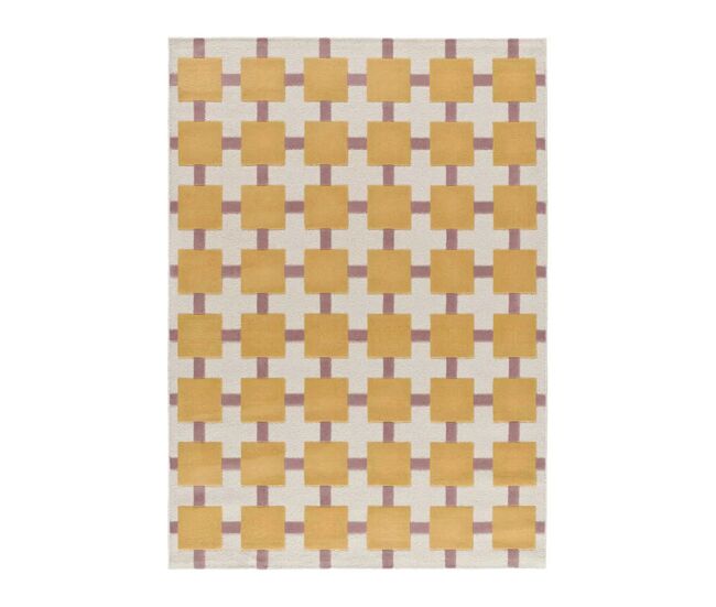 Alfombra geométrica mostaza / rosa flashy, 160x230 cm - atticgo