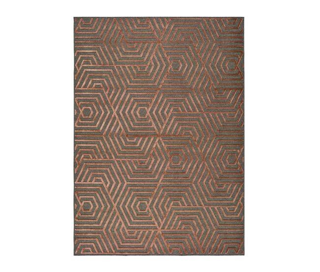 Alfombra geométrica cobre lana, 160x230 cm - atticgo