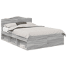 Estrutura da Cama de casal simple com cabeceira Cinza Sonoma 160 x 200 cm