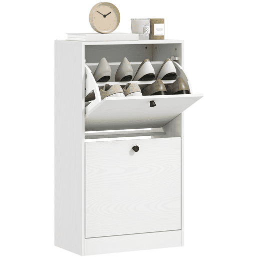 Sapateira com 2 gavetas dobráveis e prateleiras ajustáveis pararedores e espaços pequenos, 47x26x85 cm, branca com efeito madeira Sapateira com 2 gavetas dobráveis e prateleiras ajustáveis pararedores e espaços pequenos, 47x26x85 cm, branca com efeito madeira